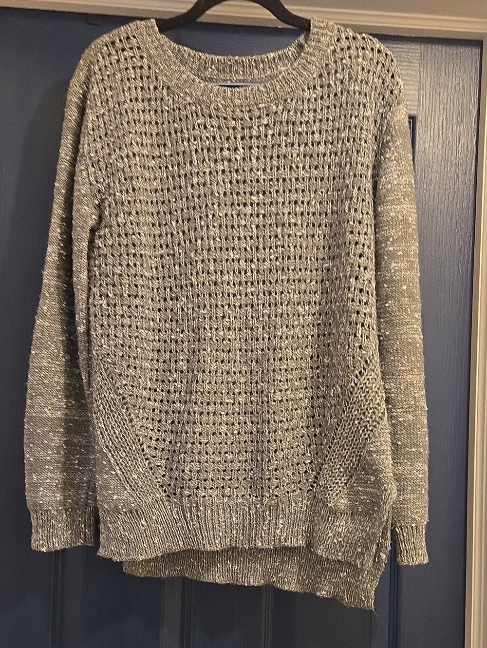 Madison Lilly LARGE Open Knit Gray Sweater
